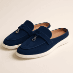 Mocassins Femme Confort en Suédine Bleu