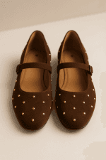 Mocassins Femme à Clous Dorés Marron