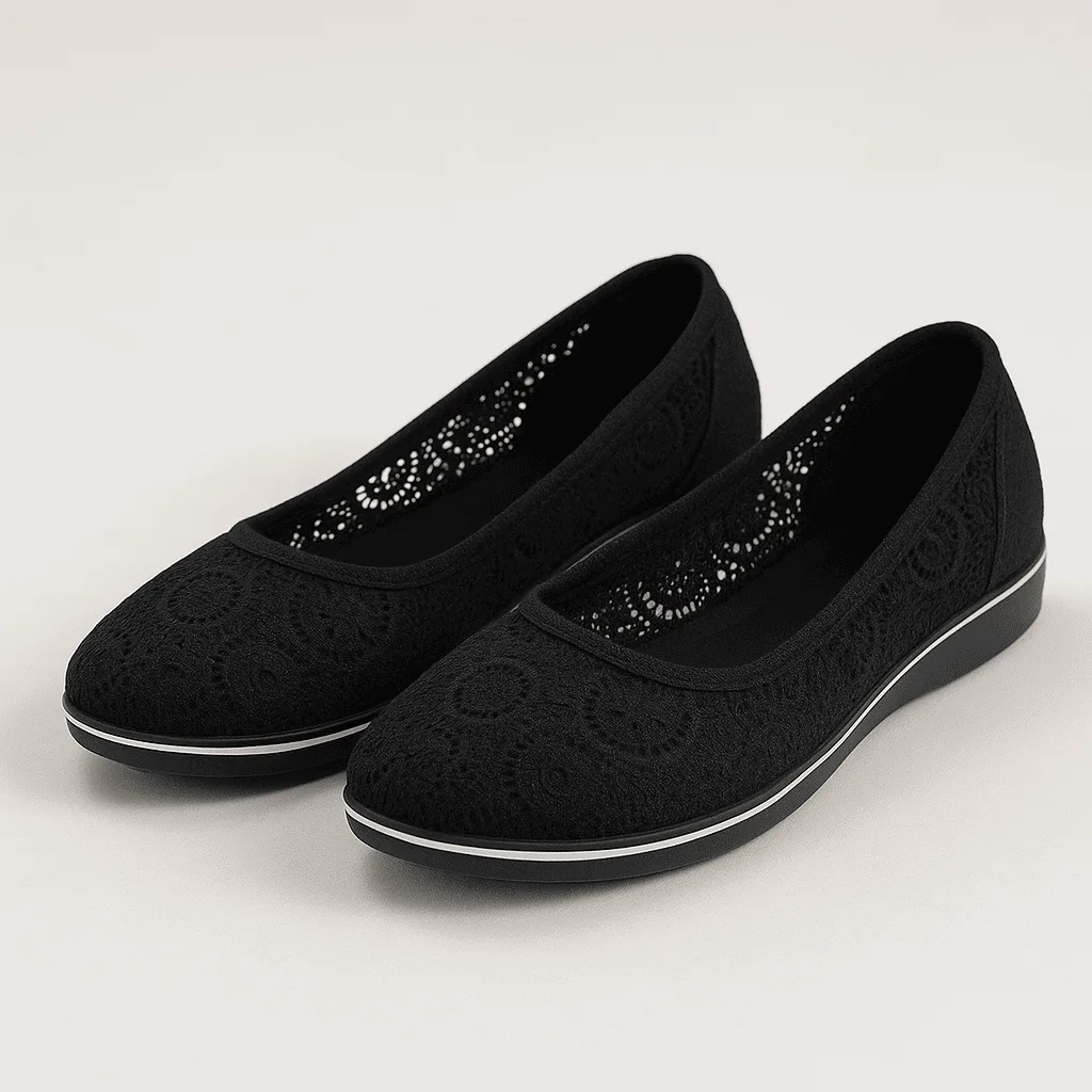Mocassins Femme en Dentelle Blanche Compensée – Image 2