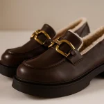Mocassin Femme Fourré Épais-marron