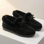 Mocassin Femme Hiver Fourré avec Nœud-noir