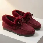 Mocassin Femme Hiver Fourré avec Nœud-rouge