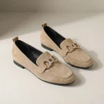 Mocassin Beige Femme Plat