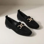 Mocassin Noir Femme Plat