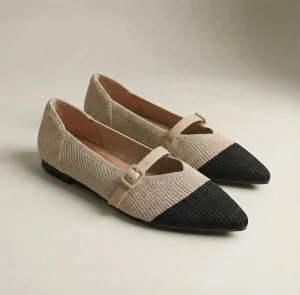 Mocassin bicolore Femme Pointu Respirant