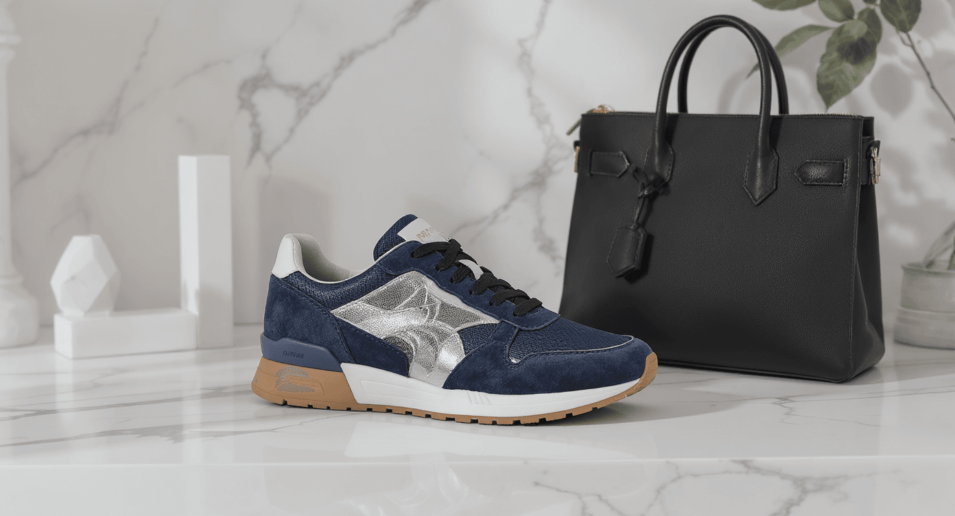 Femme stylée portant des baskets tendance dans un cadre urbain