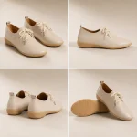 Mocassin Femme en Cuir Véritable à Bout Pointu angles Mocassin femme en cuir véritable à bout pointu vu sous plusieurs angles, détail du dessus et de la semelle