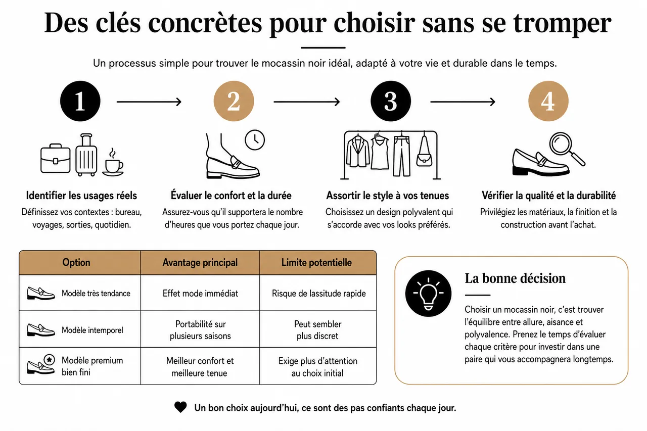 Les erreurs à éviter lors du choix de mocassins noirs pour femme , Des clés concrètes pour choisir sans se tromper