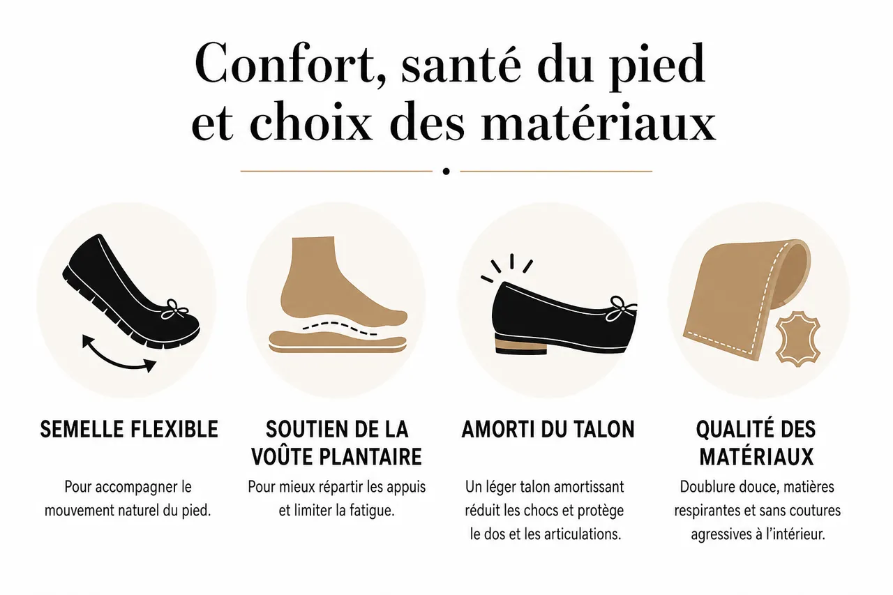 Comment choisir entre ballerines et mocassins pour un confort quotidien optimal , Confort, santé du pied et choix des matériaux