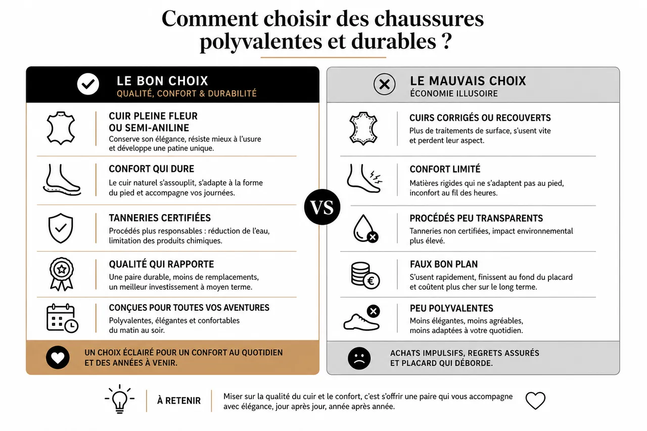 Les chaussures polyvalentes pour femme qui allient élégance et confort toute la journée , Comment choisir des chaussures polyvalentes et durables?