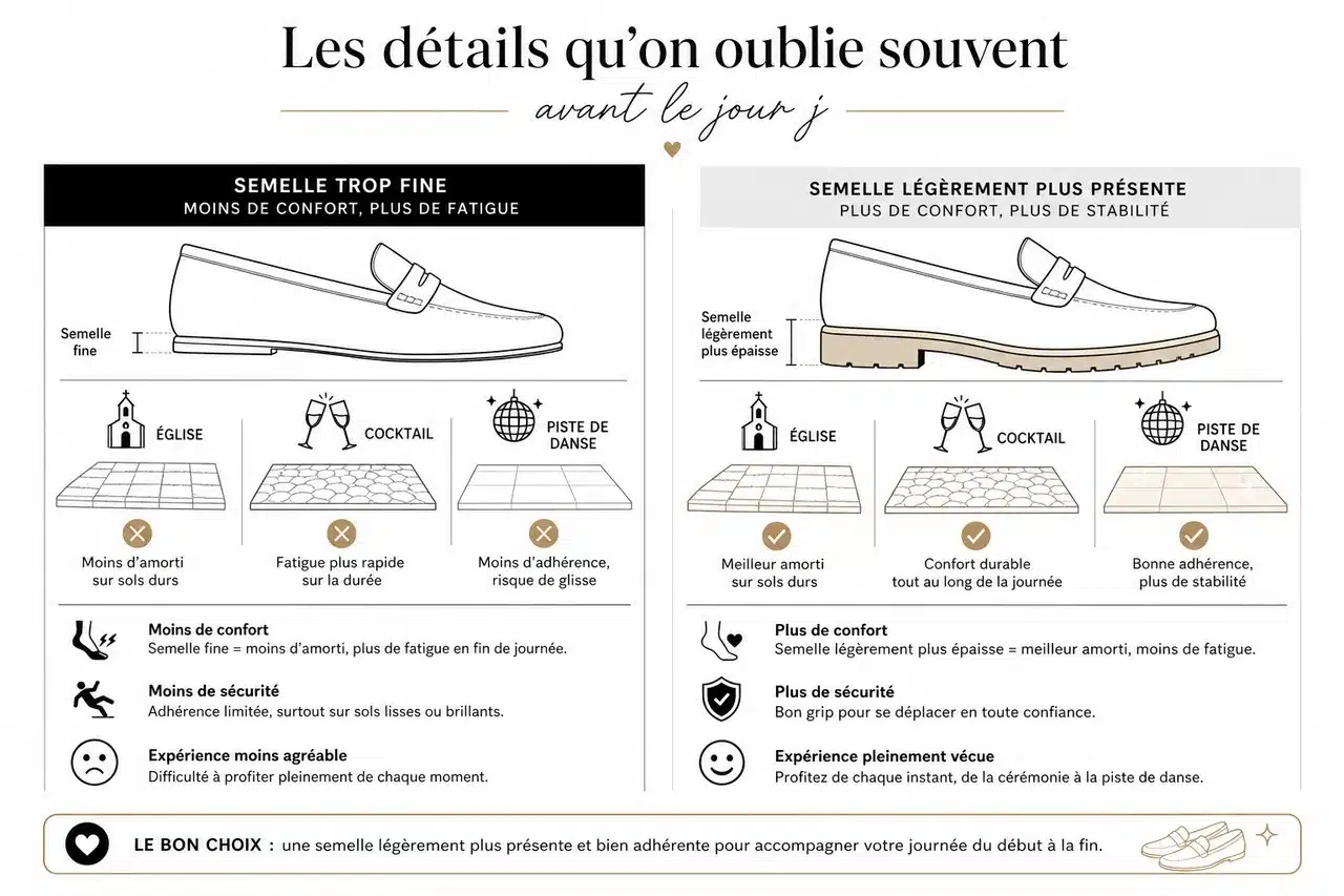 Choisir des mocassins confortables pour un mariage sans douleurs en fin de journée , Les détails qu’on oublie souvent avant le jour j