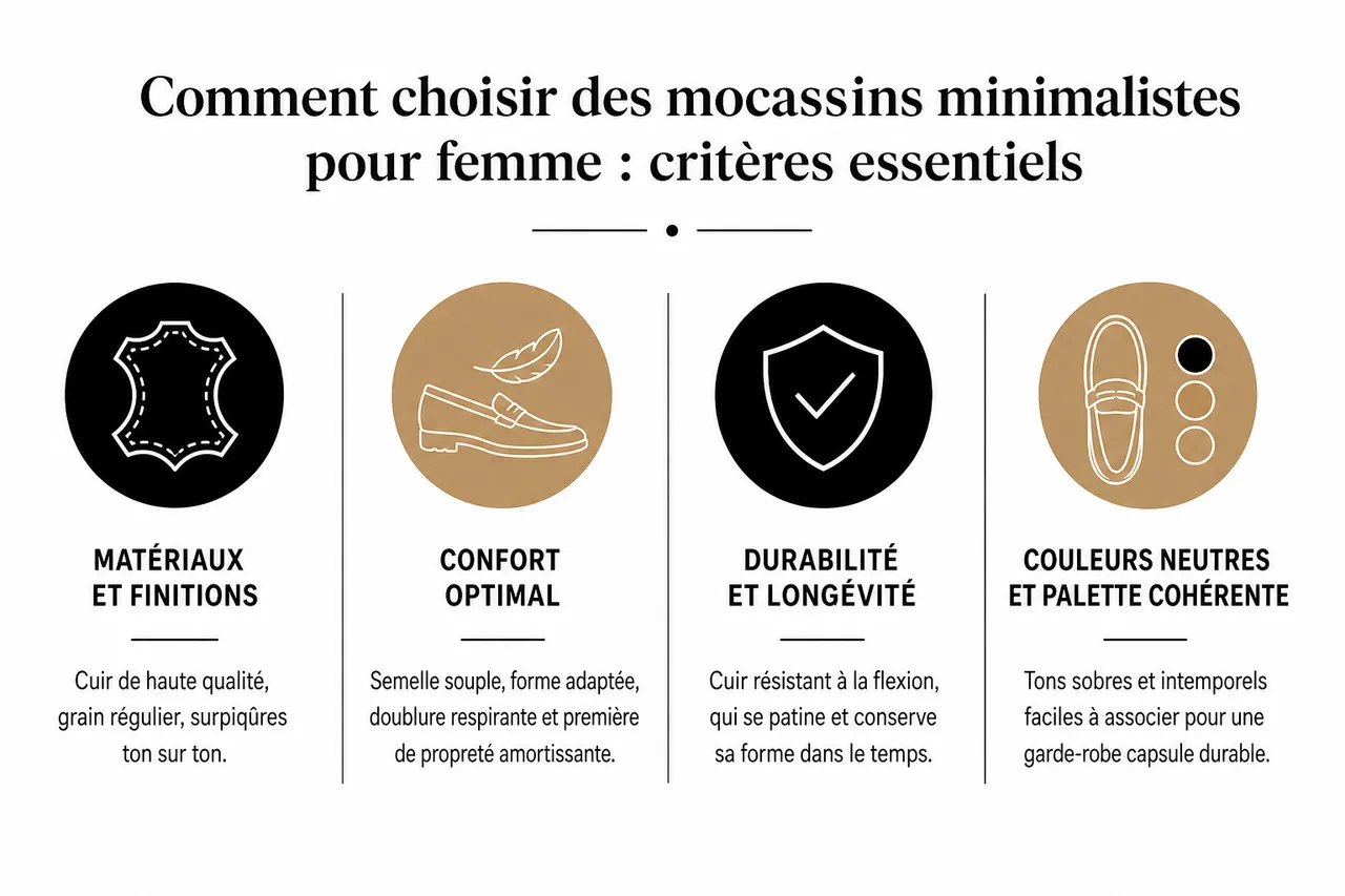 Créer une garde-robe capsule minimaliste avec des mocassins polyvalents , Comment choisir des mocassins minimalistes pour femme: critères essentiels