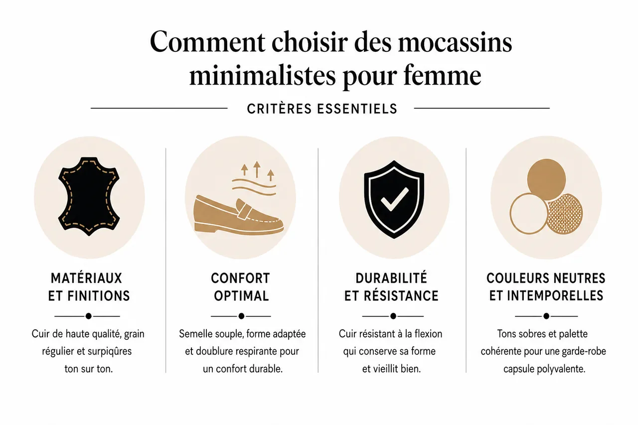 Créer une garde-robe capsule minimaliste avec des mocassins polyvalents , Comment choisir des mocassins minimalistes pour femme: critères essentiels
