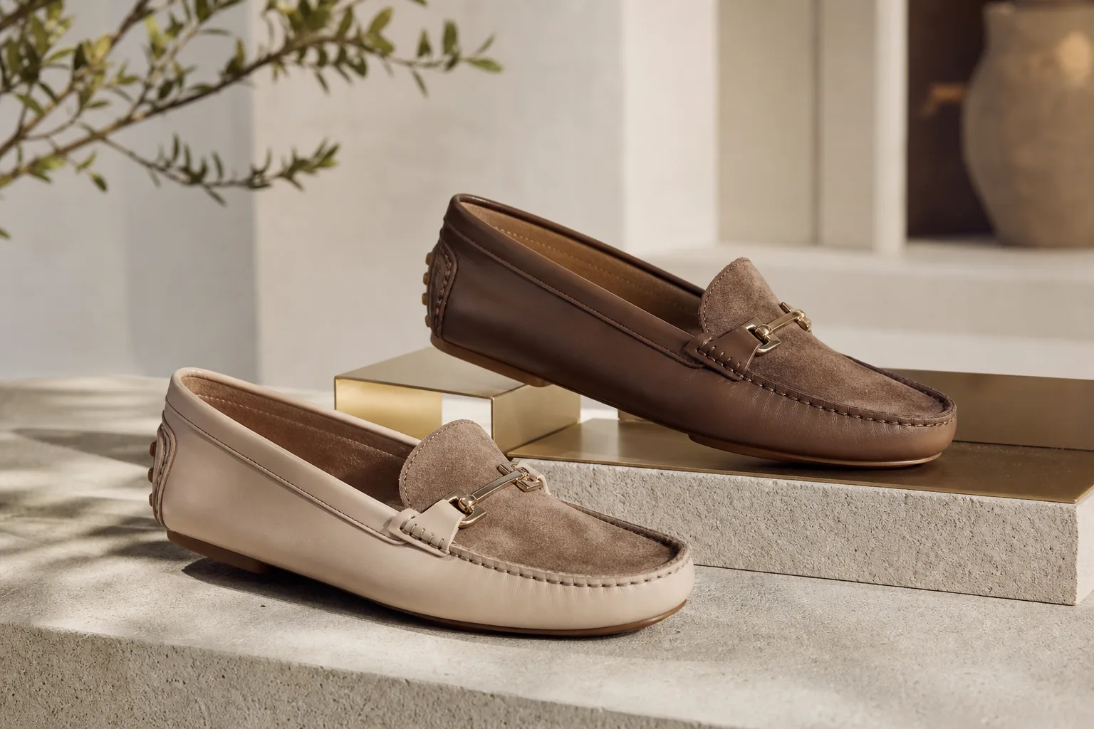 Souliers femme en cuir lisse et daim pour comparaison 2026