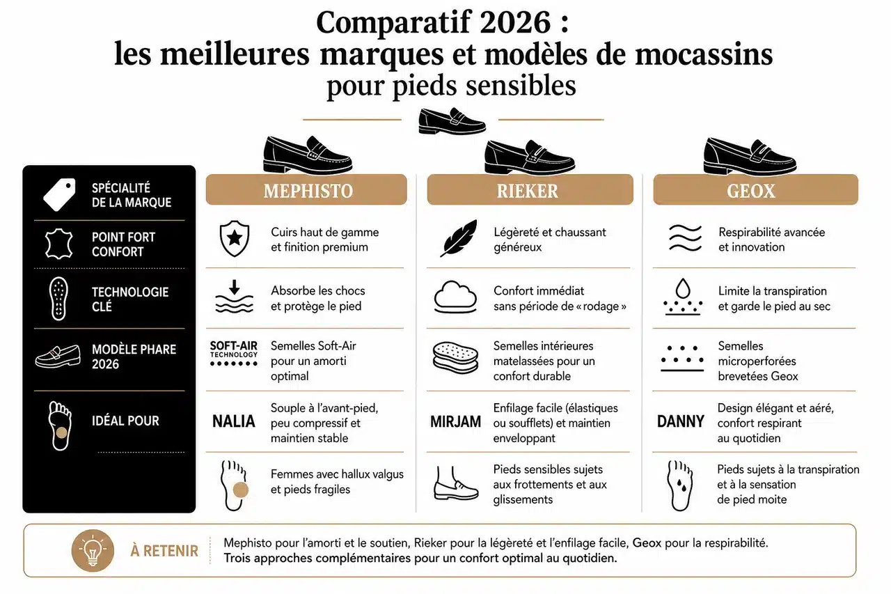 Comment repérer des mocassins adaptés aux pieds sensibles pour un confort optimal , Comparatif 2026: les meilleures marques et modèles de mocassins pour pieds sensibles
