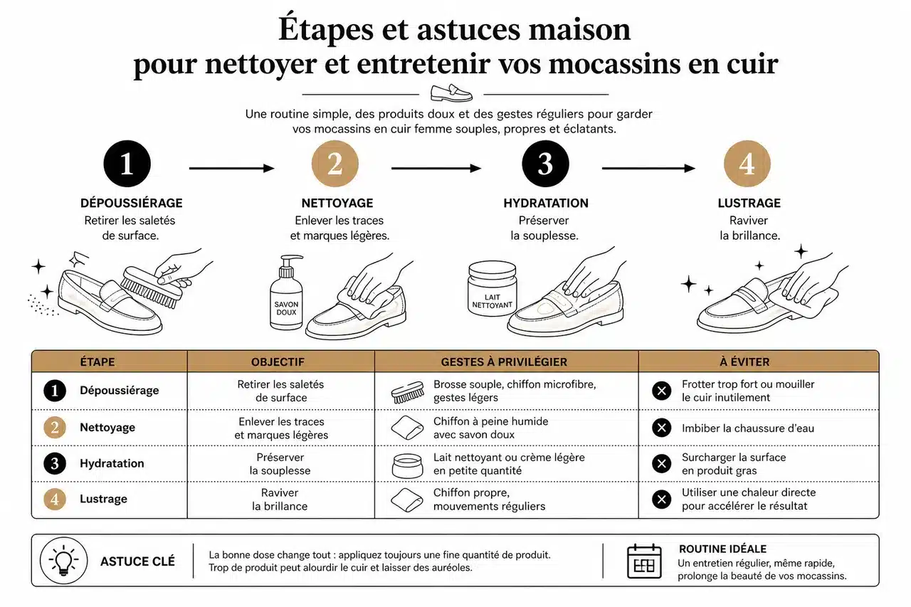 7 astuces pour entretenir vos mocassins en cuir sans les abîmer à la maison , Étapes et astuces maison pour nettoyer et entretenir vos mocassins en cuir