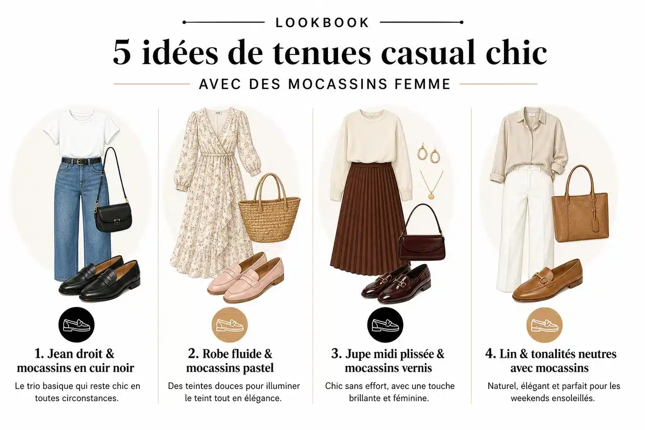 Idées de looks décontractés et soignés avec des mocassins pour le weekend , Lookbook: 5 idées de tenues casual chic avec des mocassins femme