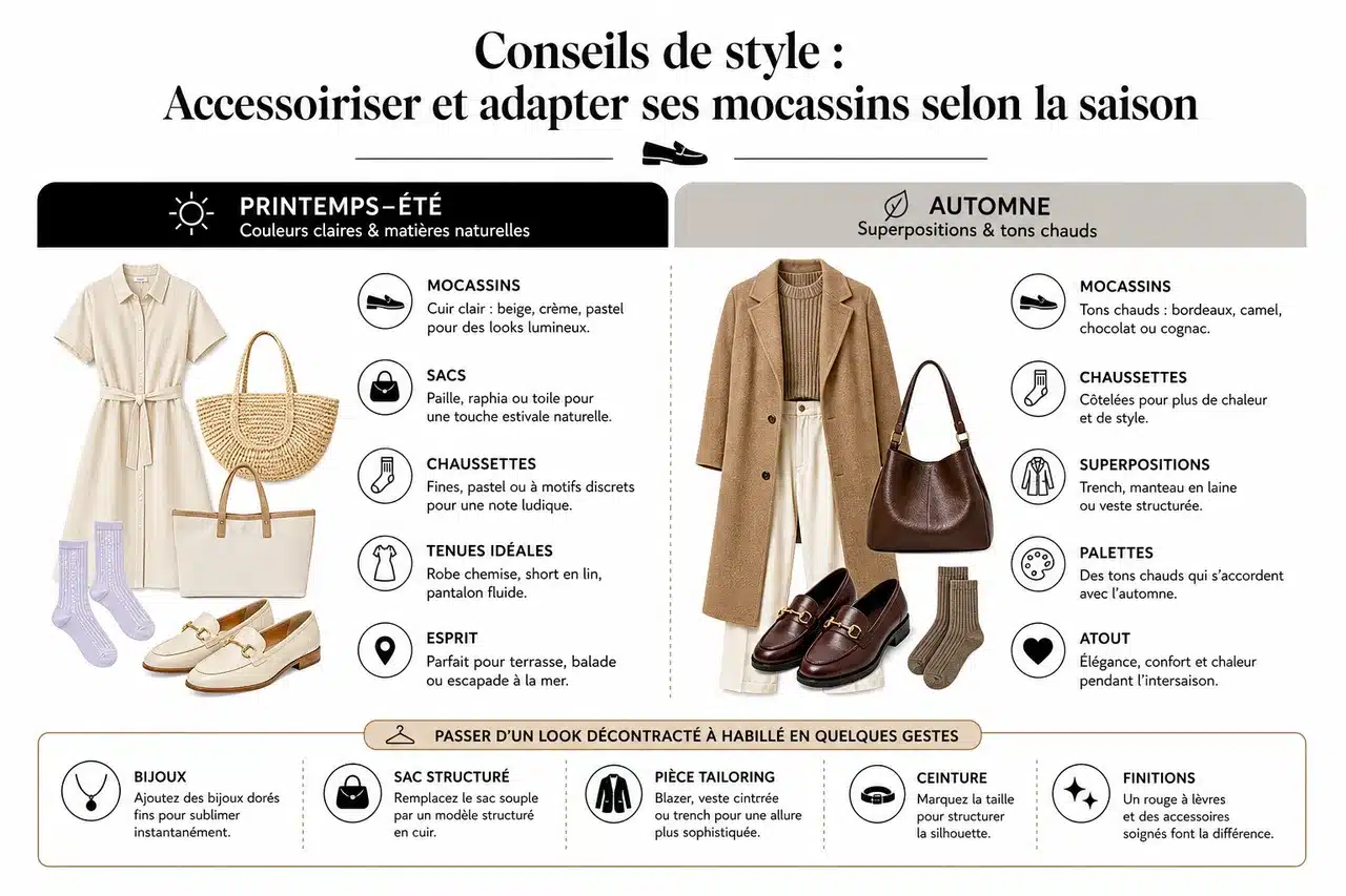 Idées de looks décontractés et soignés avec des mocassins pour le weekend , Conseils de style: Accessoiriser et adapter ses mocassins selon la saison