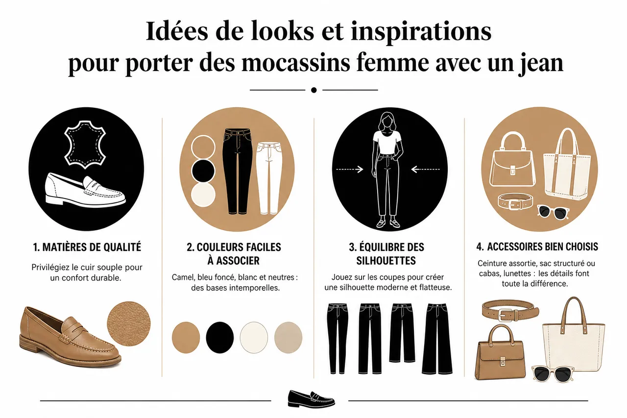 Comment porter des mocassins avec un jean pour un style moderne et flatteur , Idées de looks et inspirations pour porter des mocassins femme avec un jean
