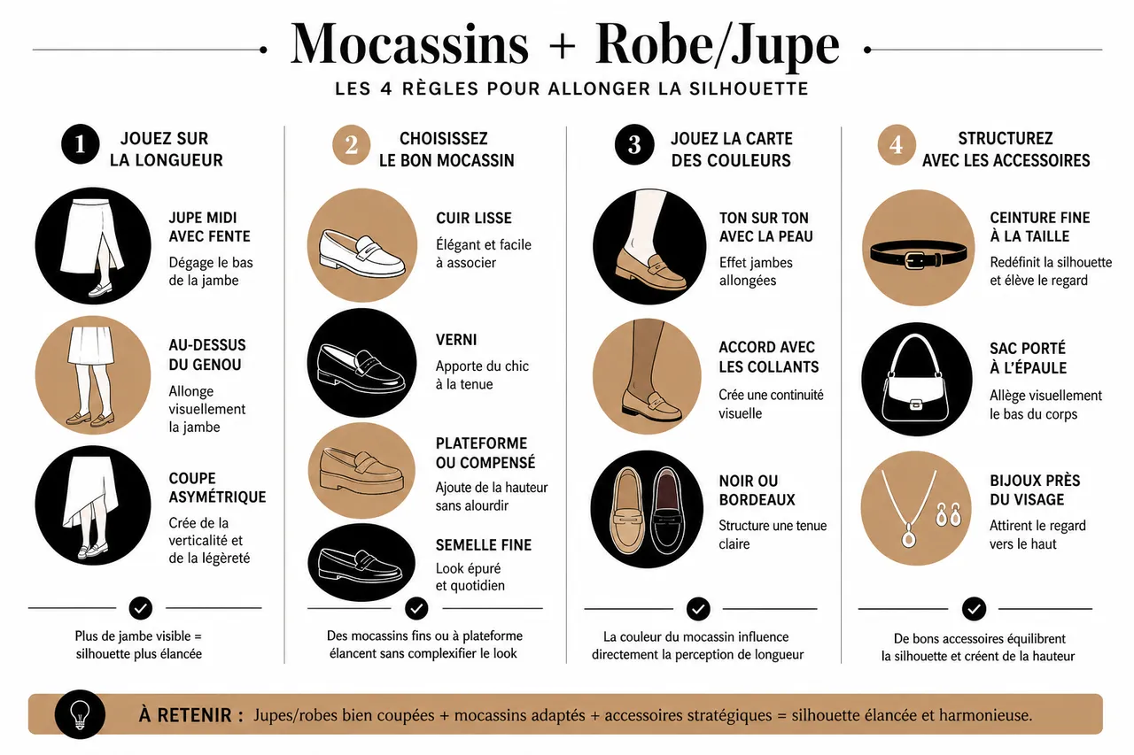 Éviter l’effet tassé: comment associer mocassins et robes ou jupes pour allonger la silhouette , Comment bien porter des mocassins avec une robe ou une jupe: conseils de style et erreurs à éviter