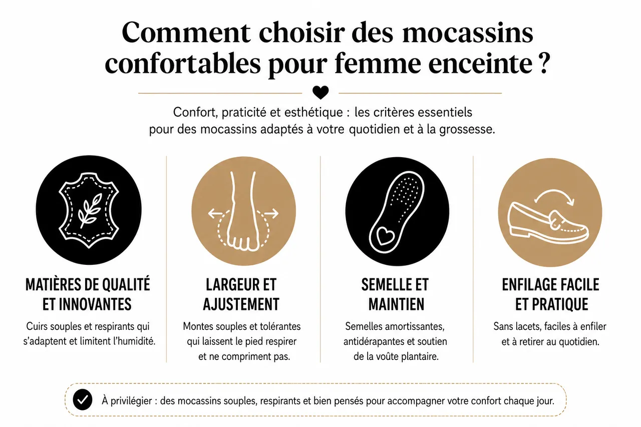 Quels mocassins choisir pour femme enceinte pour un confort optimal , Comment choisir des mocassins confortables pour femme enceinte?