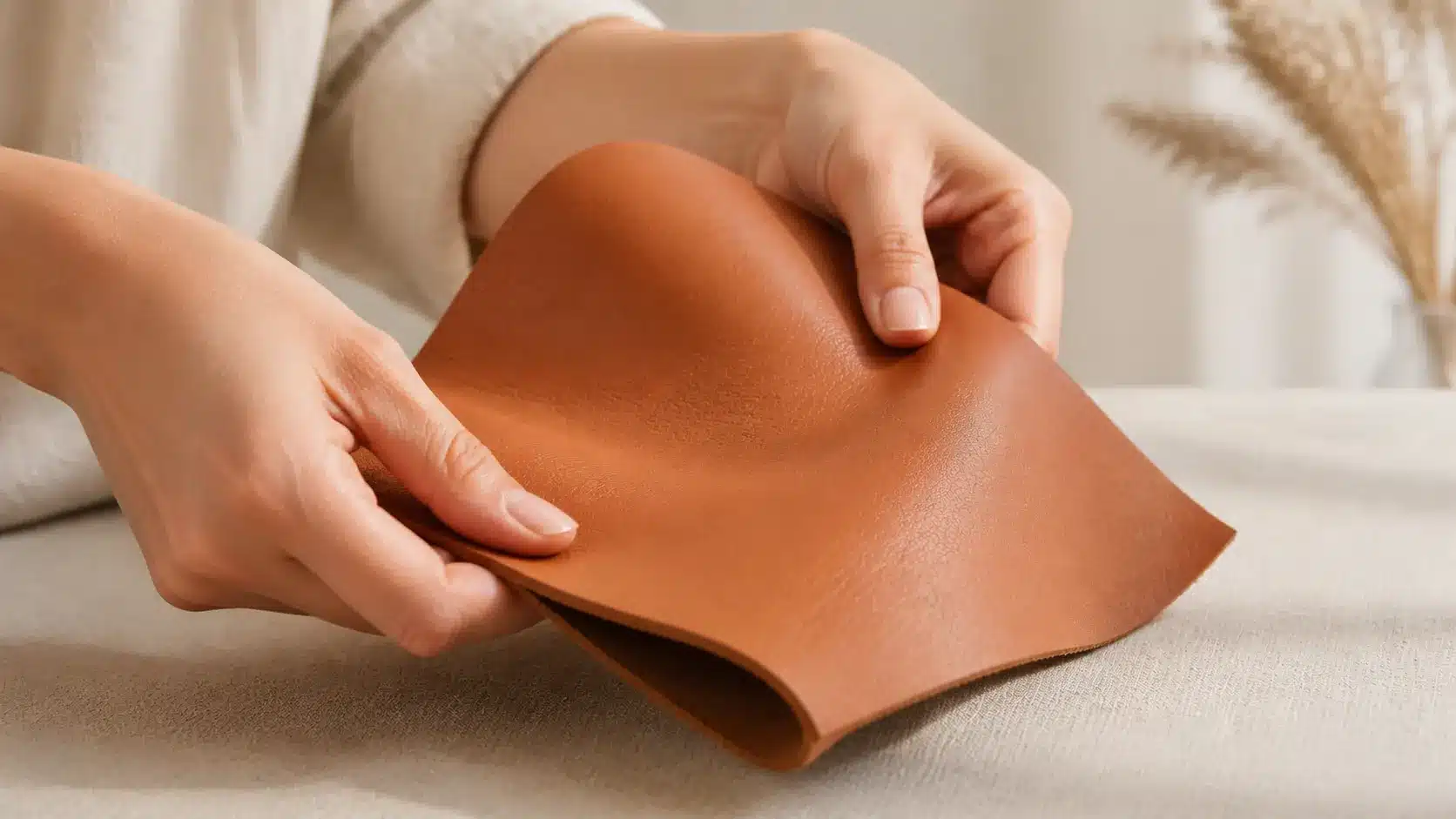 Cuir souple pleine fleur qui plie sans craquer entre les doigts